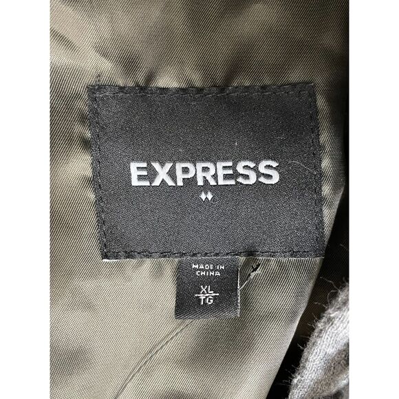 Express Men's XL Green Jacket Polyester Bomber Varsity Zip Up Hooded Streetwear - Picture 5 of 11